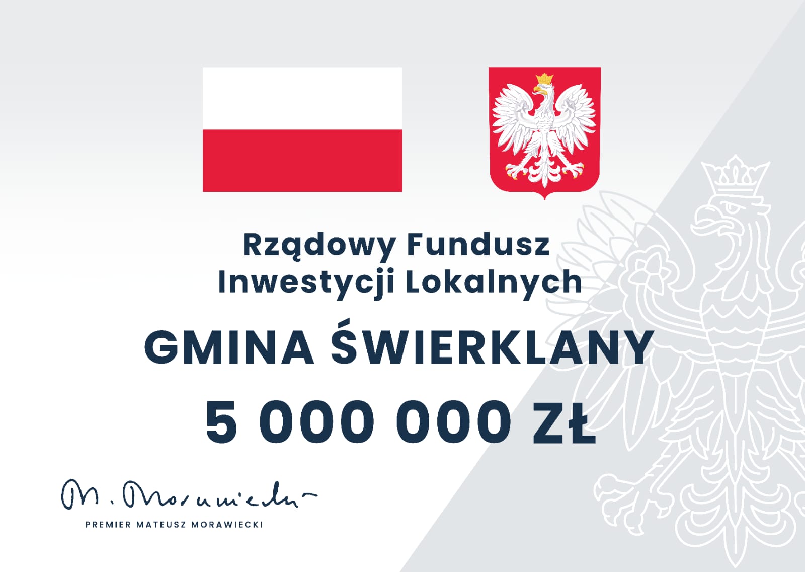 Ulotka - Rządowy Fundusz Inwestycji Lokalnych, dofinansowanie dla Gminy Świerklany
