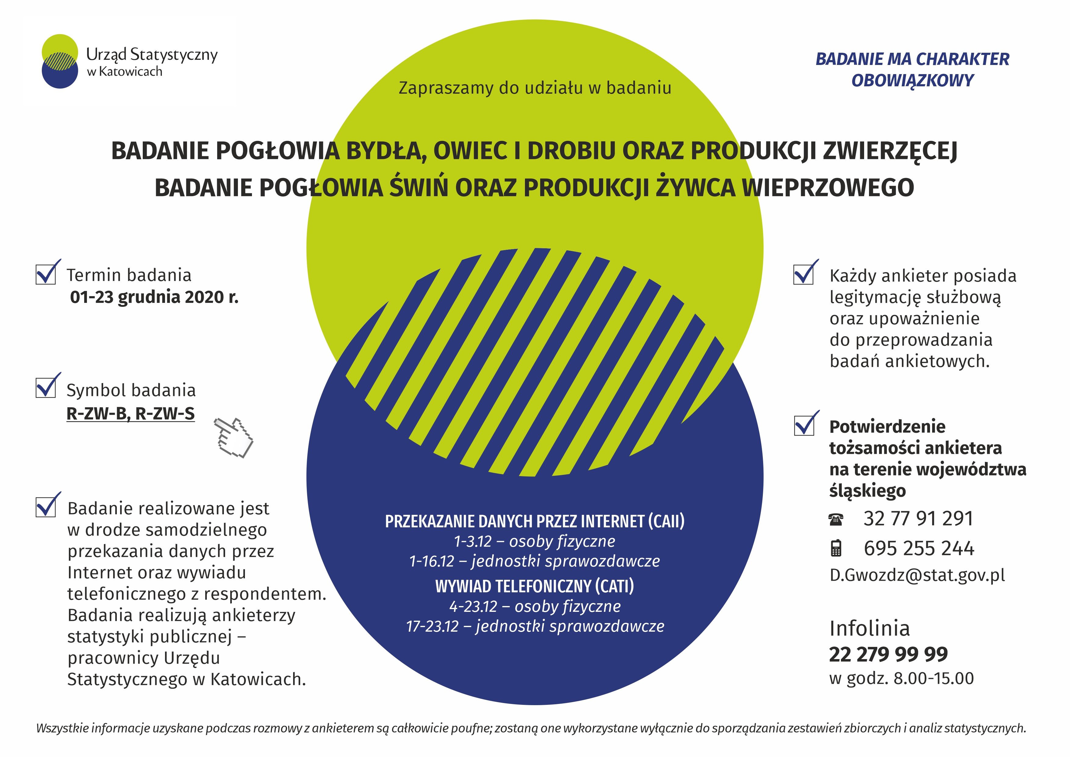 Ulotka - Badanie pogłowia bydła, owiec i drobiu oraz produkcji zwierzęcej; Badanie pogłowia świń oraz produkcji żywca wieprzowego