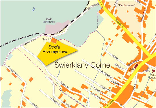 Mapa strefy przemysłowej w Świerklanach